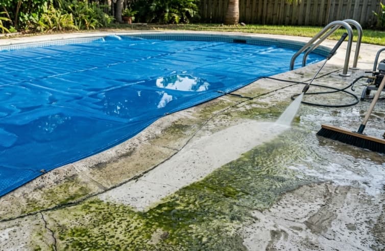 Clean Concrete Around a Pool