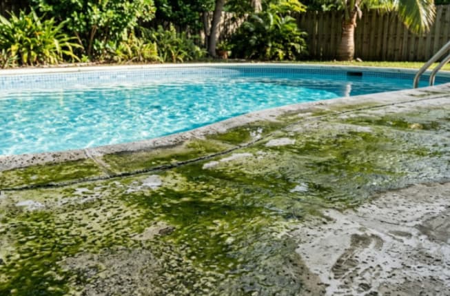 Green Algae from Pool Deck Concrete